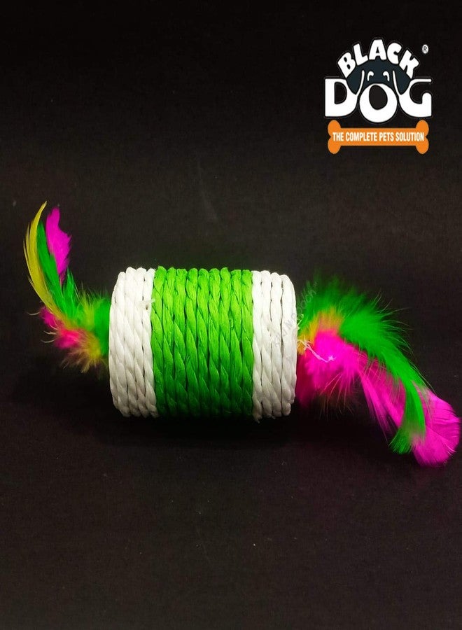 Black Dog BLACKDOG Kitten Toys Rope and Feathers with Inside Interactive with Multi Color Toys, Cat/Dog/Puppies Exercise Toy Round Balls, Safe for Your Kitty/Puppy, Color May Vary, Medium (Cats 012 Toys Rope) - Image 3